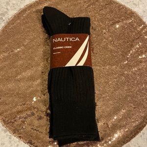 NWT 3 pairs men’s dress socks, black, Nautica,polyester/rayon.